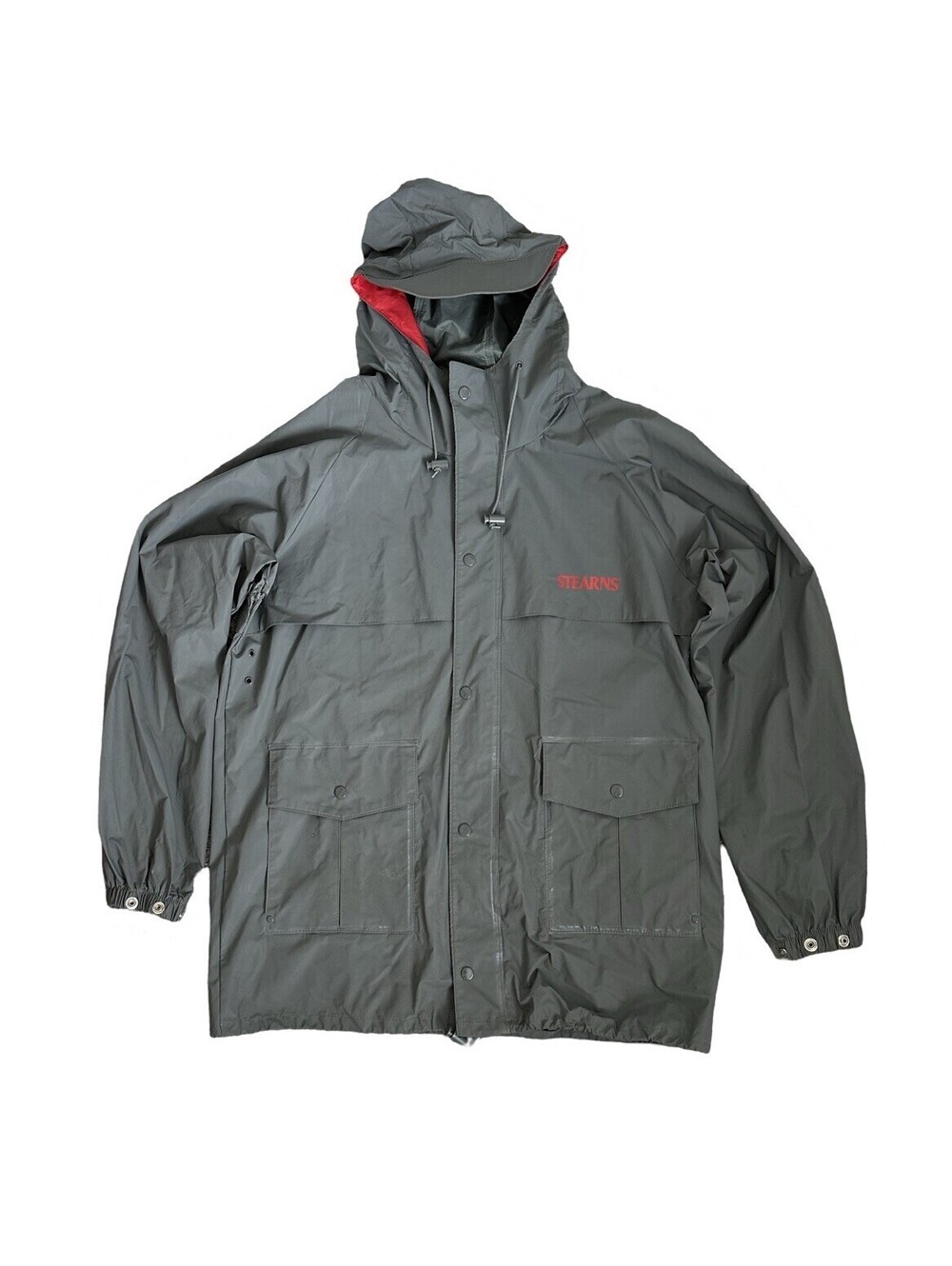 STEARNS Dry Wear Raincoat Jacket Men's Size Medium Gray Solid Full Zipper & Snap